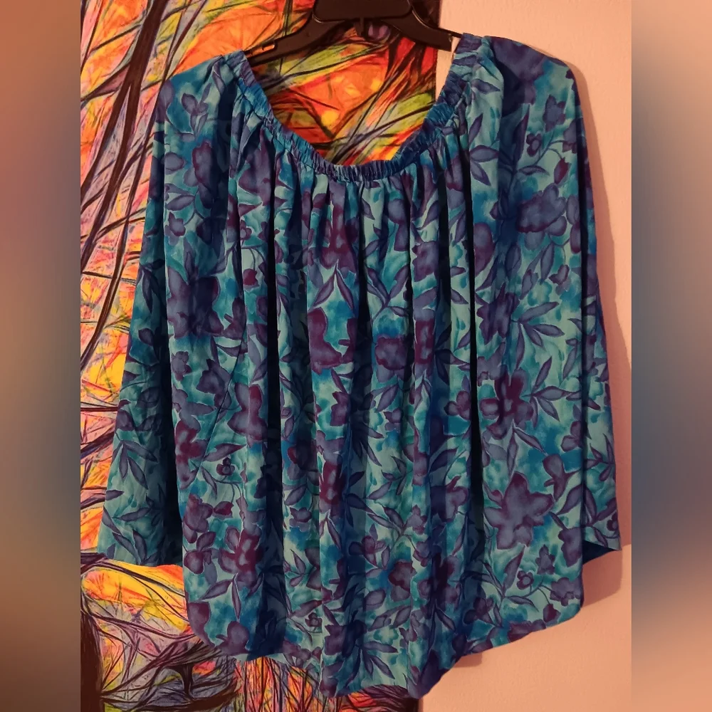 Leslie Fay Blue and Purple Women's Petite Dress - Picture 3 of 3